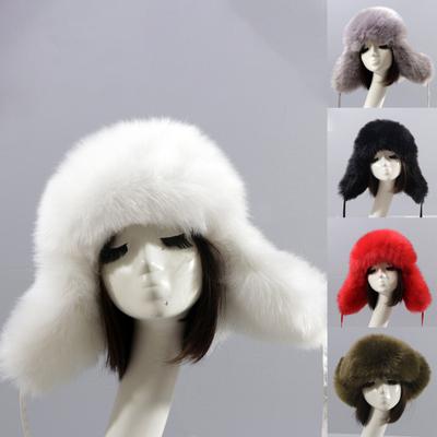 Gorro con orejeras, grueso, esponjoso, resistente al viento, bonito forro de plumón, bola de protección para las orejas, piel sintética