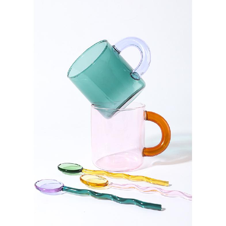 Craft Made Glass Mug Coffee Cup Glass Spoon Borosilicate Glass Cup Office Cups Birthday Gift Coffee Mugs Tea Spoon