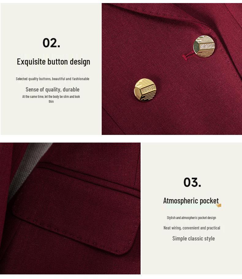Women's Red Suit Jacket – Spring/Autumn Professional Formal Wear – Elegant Host Annual Meeting Attire – High-End Workwear Set