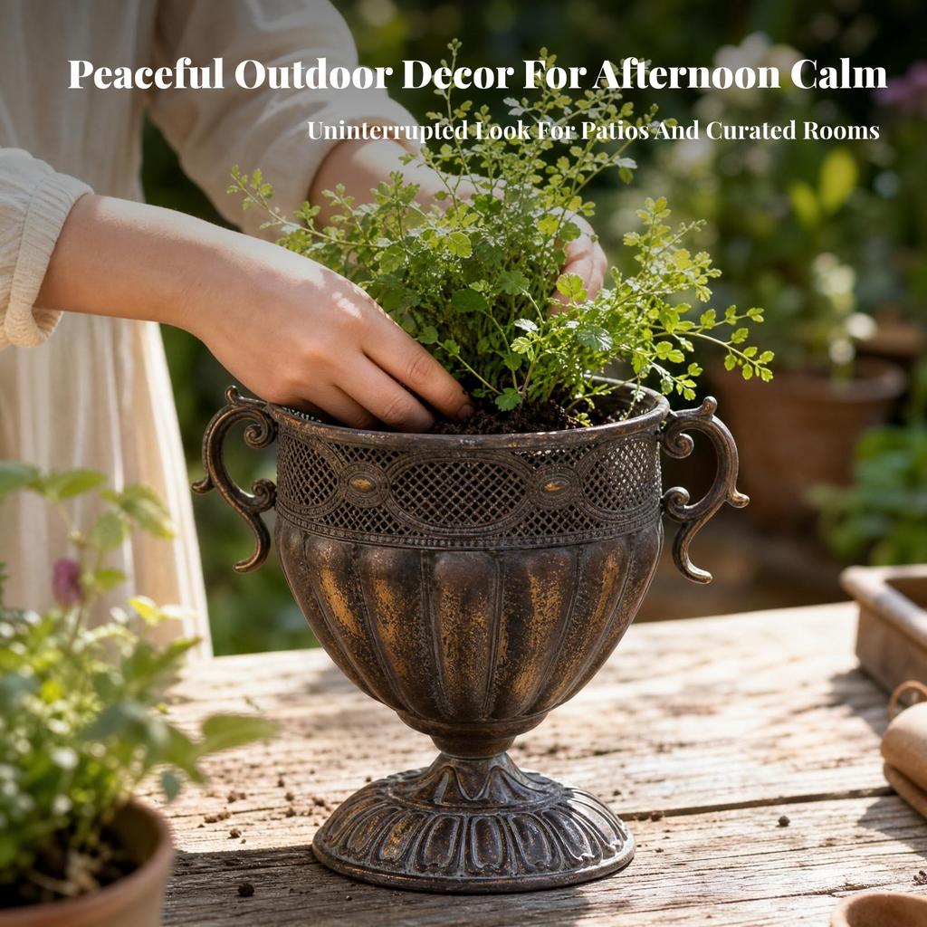 Decorative Planter Freestanding Plant Pot Modern Planting Vessel for Wabi-Aged