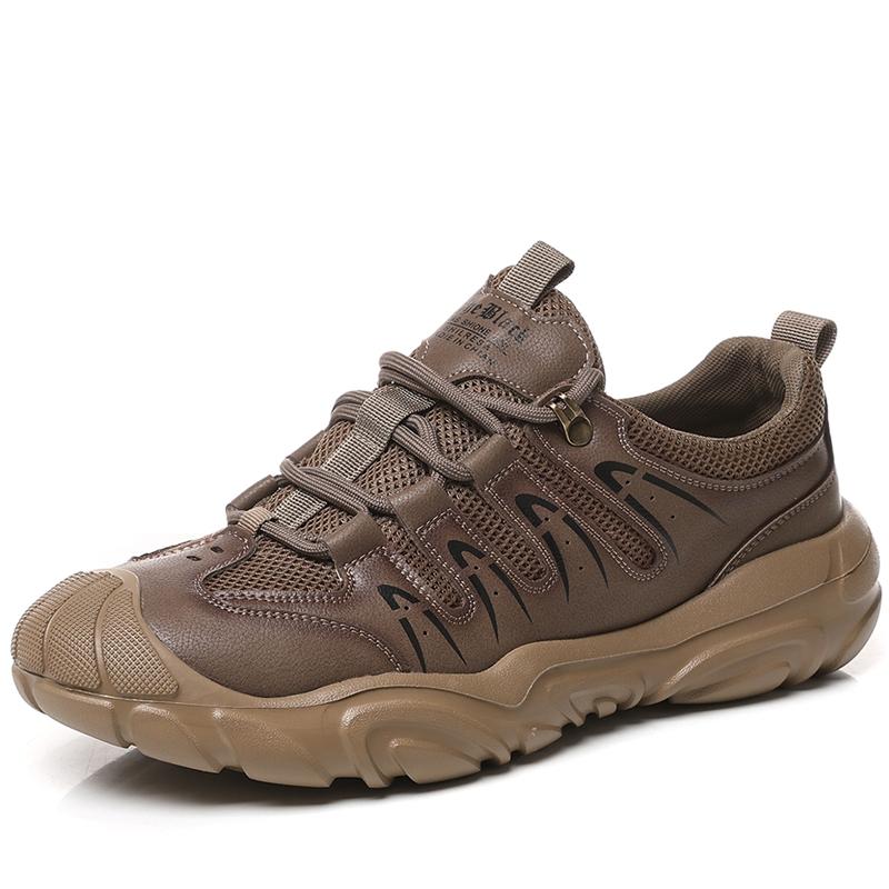 Fashion Golden Sapling Size 38-44 Men's Genuine Leather Shoes Outdoor Leisure Breathable Daily Loafers Non-slip Climbing Hiking Sneakers