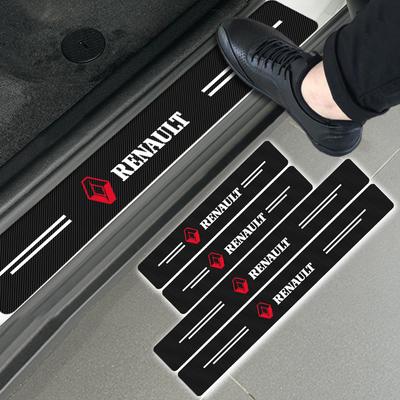 4Pcs/Set Car Scuff Plate Carbon Fiber Sticker Door Threshold Protector For Dacia Megane Clio Captur 2 3 4 Fulence Kadjar Duster Captur