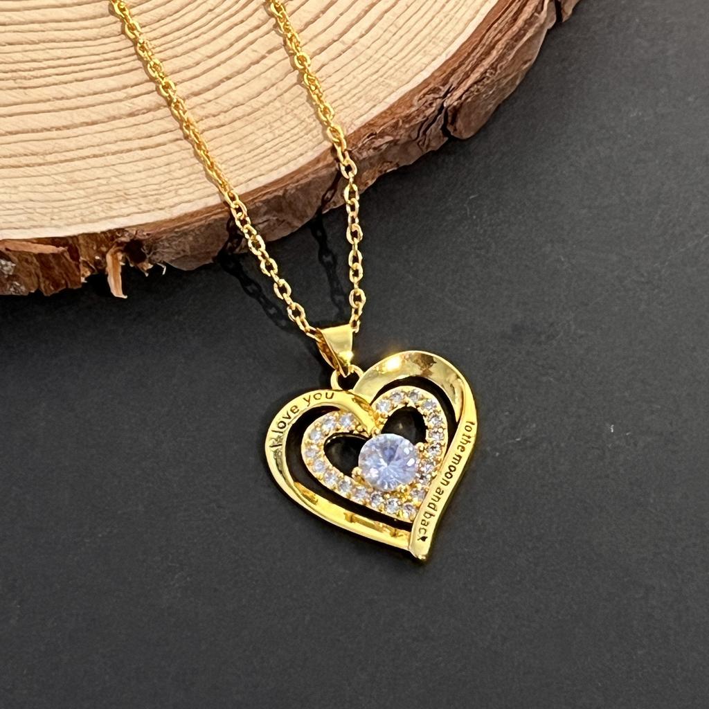 Gold Twelve Double Heart Pendant Clavicle Chain