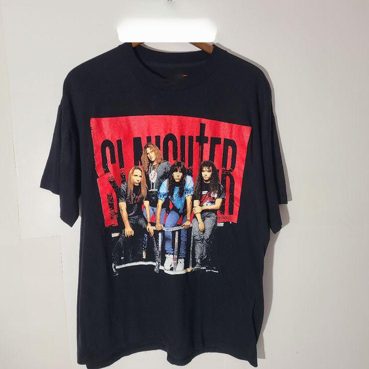 Vtg 90s Slaughter The Wild Life 9293 Tour Mens Black TShirt NZ201 XXXXL