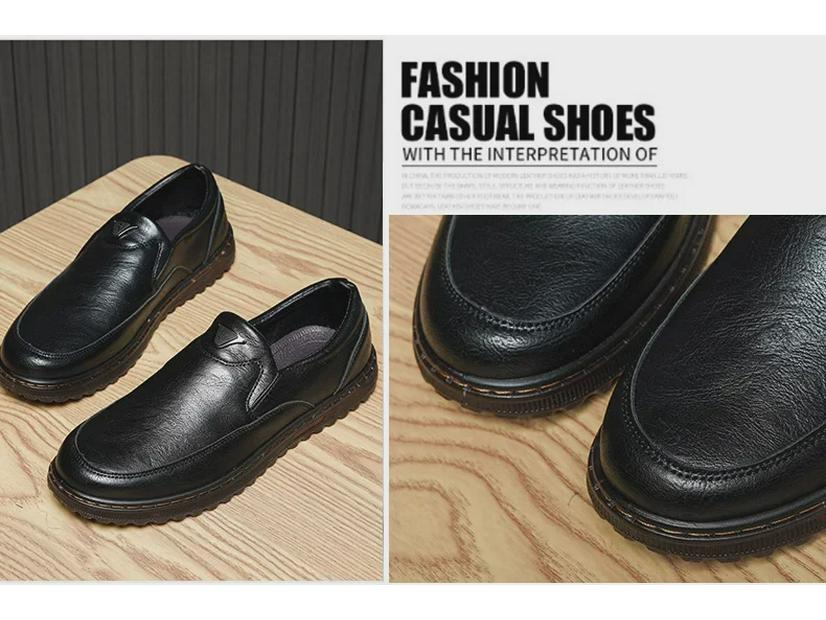 Men’s Soft Leather Casual Business Shoes - Non-Slip, Soft Sole