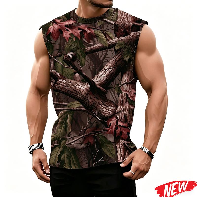 Camouflage Pattern Tank Top For Men Cool 3d Printed Camo Sleeveless T Shirts Summer Casual Tee Street Sports Loose Tank Tops