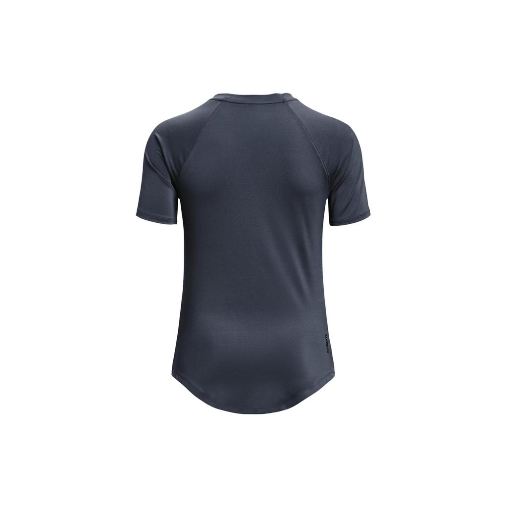 Under Armour Rush Series Solid Training Sports Casual Round Neck Print Short Sleeve T-Shirt Women Tops Storm-Gray 1368178-044