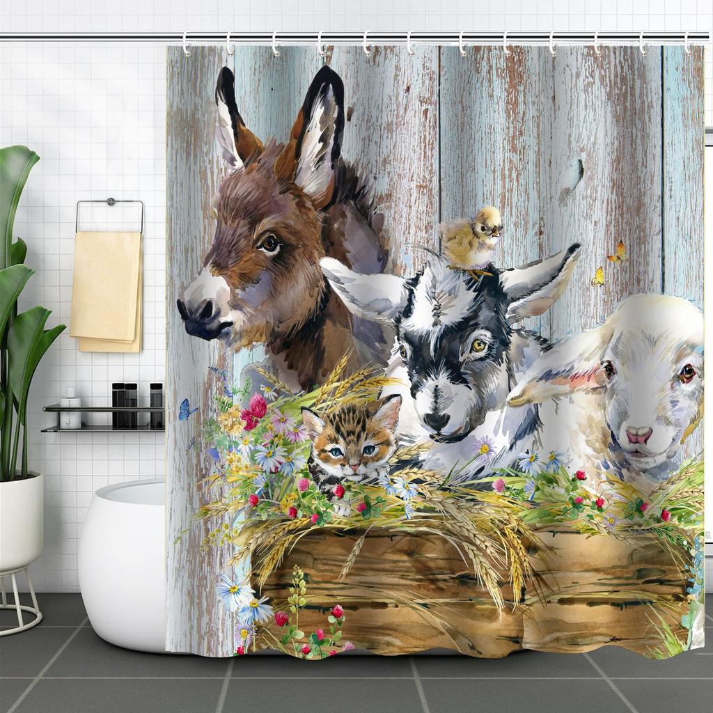 Waterproof Shower Curtain Digital 3D Printing Fun Animal Cat Shower Curtain Partition Curtain Shower Cloth