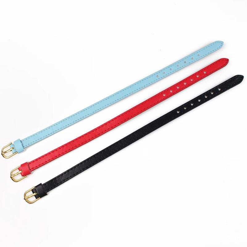 [JN] 2PCS Pet Collar DIY Accessories New Dollhouse 8mm PU Leather Bracelet For Slide Charms Wristband Women