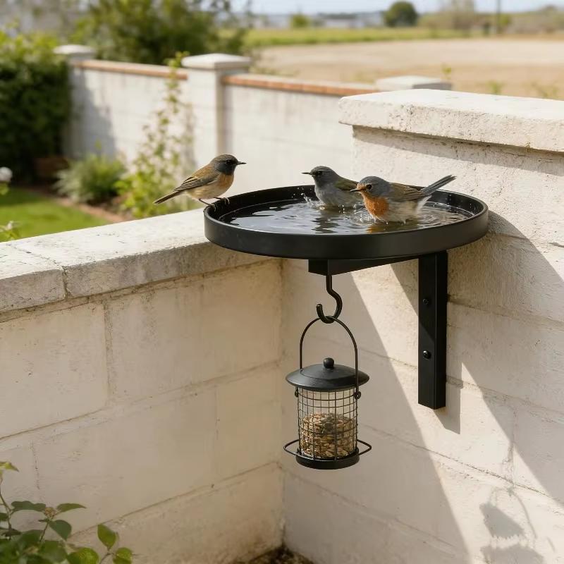 Hook Design Iron Wall Bathtub Bird Feeder Easy Install Weather Resistant Outdoor Courtyard Ornament