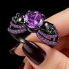 Gothic Style Dark Skull Ring with Shining Zirconia Inlay, Multiple Colors & Sizes Available, Halloween Fashion Jewelry
