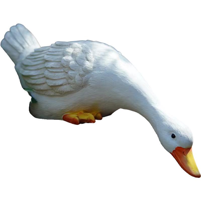 Juran Outdoor Garden White Duck Waterfall Ornament for Fish Pond Landscaping