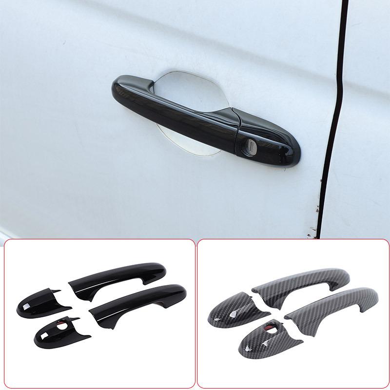 ABS Carbon fiber/Glossy Black For Fiat 500 And Abarth 595 695 2007+ Car Door Handles Decorative Cover Trim Exterior Accessories