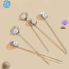4Pcs 304 Stainless Steel Fruit Stick Shell Pearl Design Wine Needle Cocktail Pick  Bar