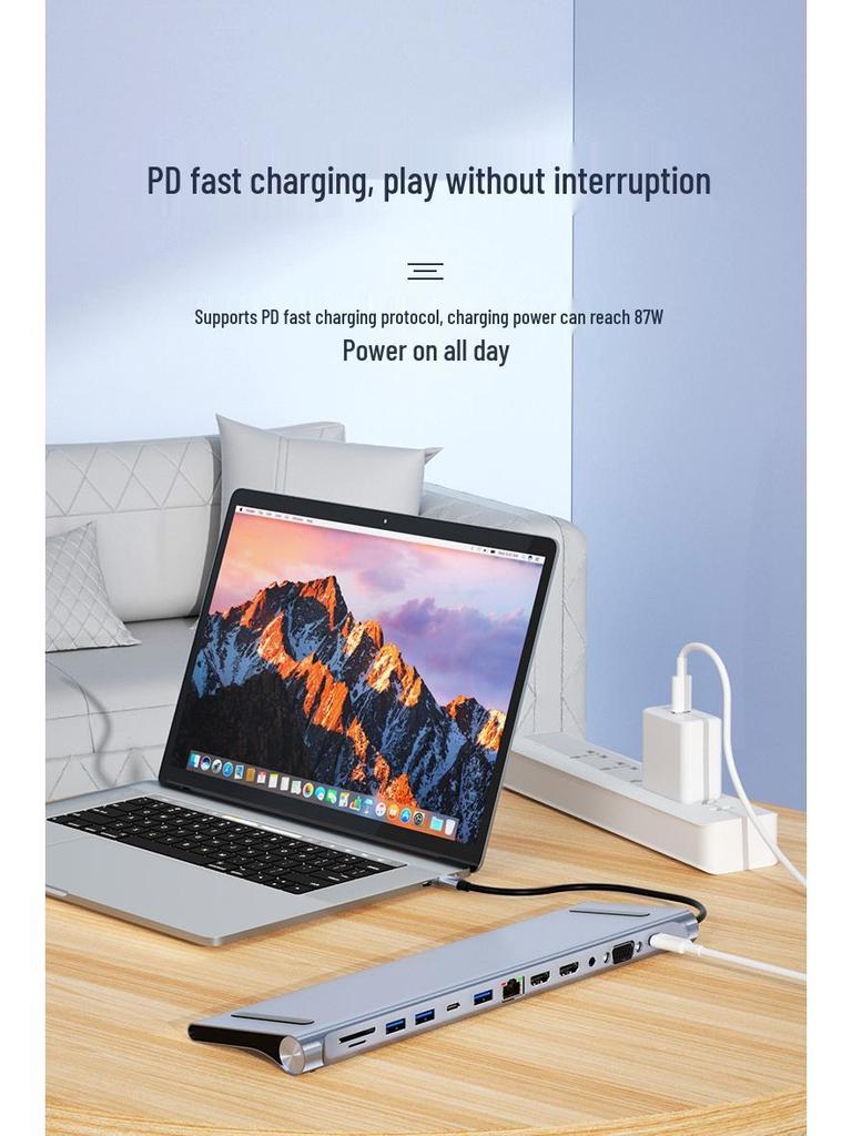 Cross-Border Twelve-in-One Type-C Dual HDTV Expansion Dock with Multi-Screen HD MST USB Hub