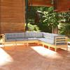 VidaXL Garden Lounge Set 7 Pcs with Grey Cushions Solid Pine Wood 3096790