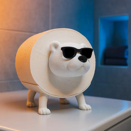 Toilet Paper Holder Tissue Rack Polar Bear Shape Reusable Handcrafted Paper Roll Holder Set Bathroom Decoration