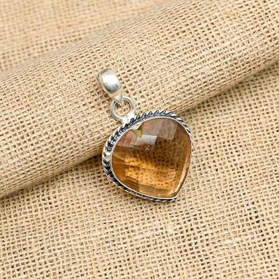 Ciondolo di gioielli in argento sterling massiccio 925 fatto a mano con pietra preziosa morganite per regalo di nozze