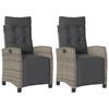 VidaXL Garden Reclining Chairs Set of 2 and Footrest Rattan 365243