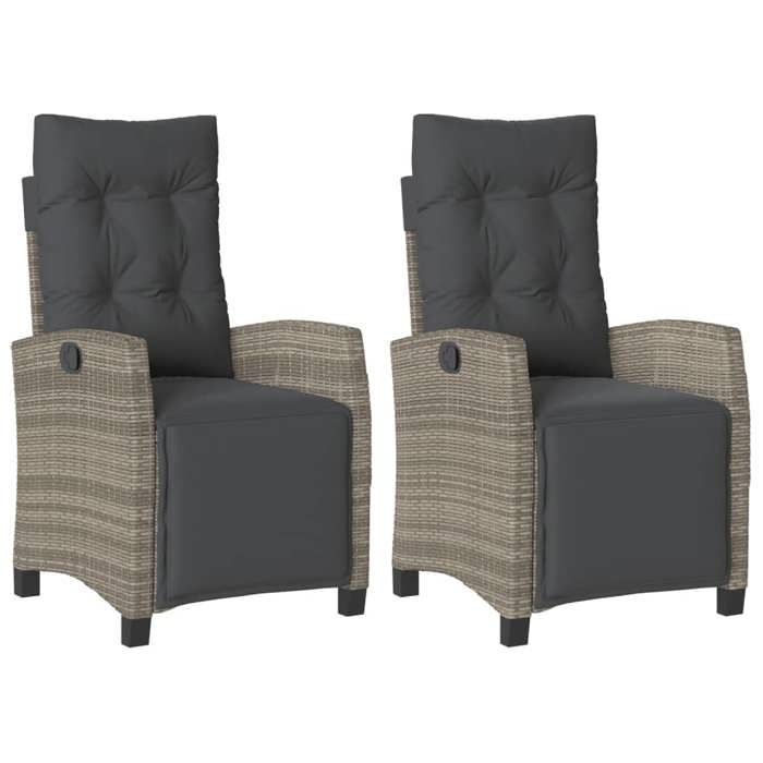 VidaXL Garden Reclining Chairs Set of 2 and Footrest Rattan 365243