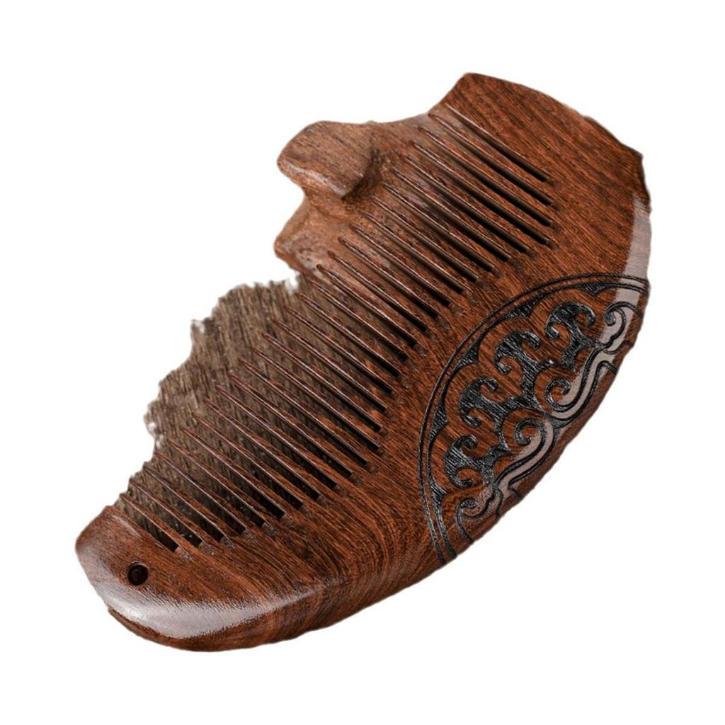 Ręcznie robiony grzebień do masażu z zielonego drzewa sandałowego malowany złotą farbą - Idealny prezent dla dziewczyny