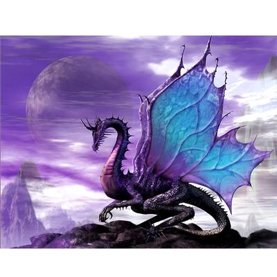 5D-Diamantgemälde zum Selbermachen, lila Drache, Stickerei, Kreuzstich, Strass-Mosaik, Heimdekoration