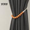 Decorative Curtain Clips 2Pcs Wood Bead Tiebacks, Holdbacks for Thin or Thick Window Draperies, Wall Damage Free Tiebacks Boho Farmhouse Tie