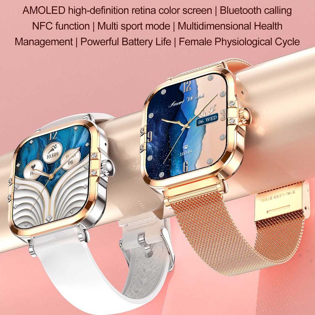 Rose Golden Smart Watch Ultra Thin Luxury Smartwatch Bluetooth Call Custom Dial Health Monitor Fitness Wristwatch for Ladies