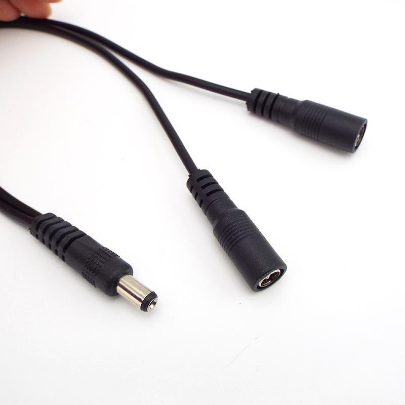 8pcs 2 Way 1 DC Male Female To 2 Male Female Splitter Power Connector Adapter Cable 5.5x2.1 Plug Extend Strip Cord Wholesale