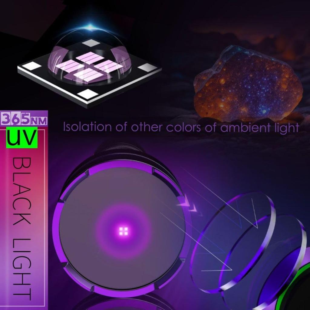 365NM UV Blacklight Flashlight, Professional 4-Core High-Intensity Filtered LED, High Capacity of Battery, Ultra-Long Range Beam