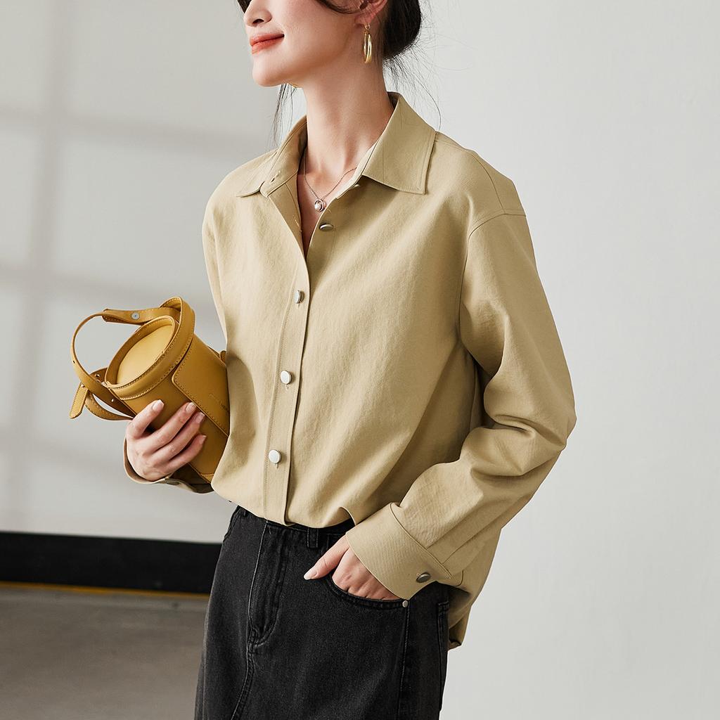 Simple Commuting Long-Sleeved Shirt for Women