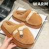 Fashion Winter Women Fluffy Slippers Fashion Belt Thick Sole Outdoor Snow Boots Platform Home Cotton Shoes Plush Warm Indoor Slippers