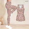 Women Plus Size Floral Printed Two Piece Set Scoop Neck Sleeveless Longline Tank Top Fitted Pants