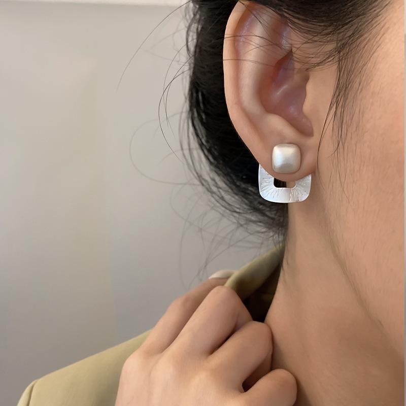 Trendy Geometric Square Stud Earrings for Women - Hip Hop Celebrity Style, High-End Design