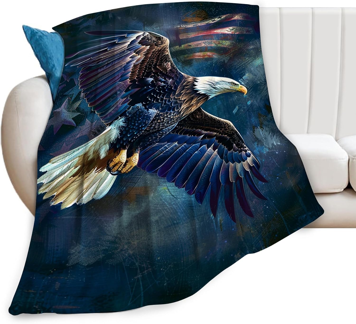 American Eagle Bald Eagle Throw Blanket - Soft Warm Cozy Fleece for Couch, Sofa, Bed - Animal Decor Gift for Girls, Women, Boys, 75X95CM