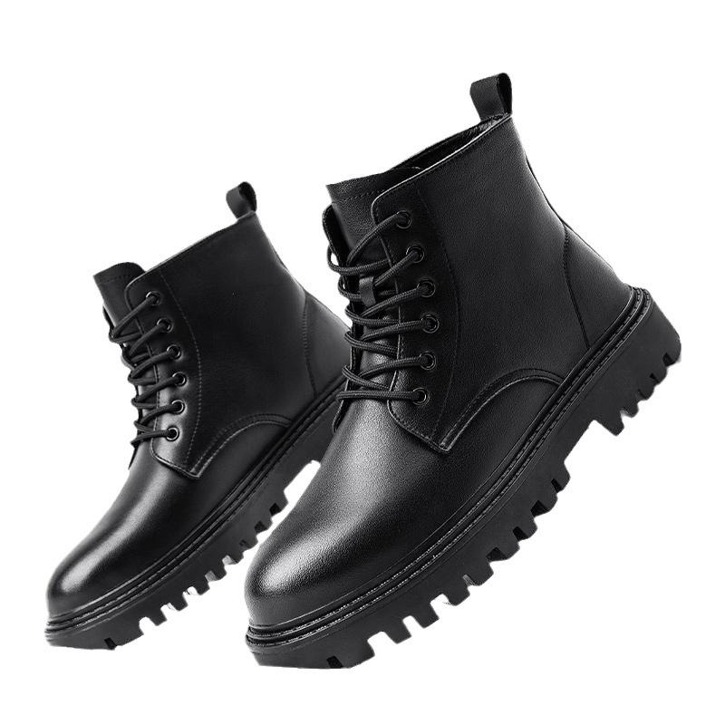 Ins Handsome Martin Boots British Style Hip Hop Zhongbang Short Boots High Waist Eight Hole Leather Shoes