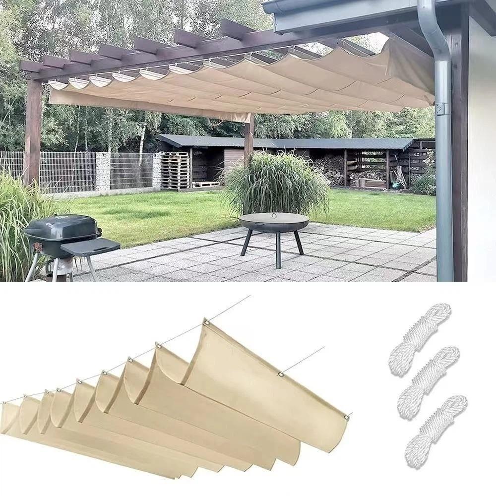 Waterproof Wave Retractable Sun Shade Canopy UV Protection Telescopic Garden Sunshade Net Rainproof Heavy Duty Sun Shade Sail