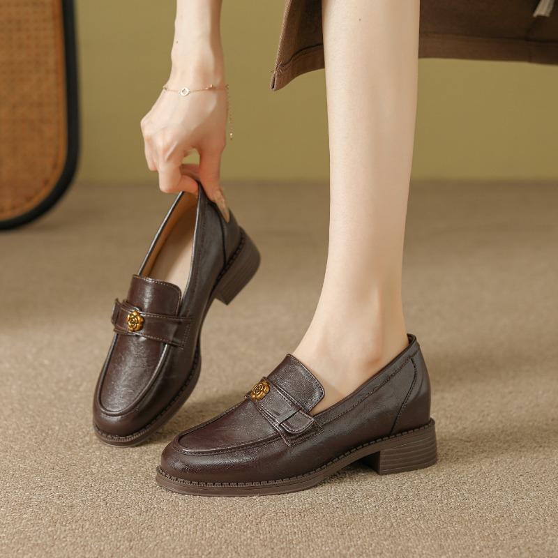 Women'S Vintage British Style Loafers Jk College Style Thick Sole Dress Women'S Shoes Elegant Casual Leather Shoes Zapatos Mujer