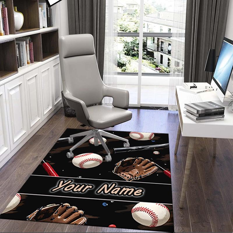 1PC Custom Name Baseball Dreams Theme Floor Mat Ideal for Living Room, Game Rooms, Office, Bedroom, Office Floor Mat , Floor Mats for Home