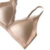 Romantic Satin Eyelash Lace Deep V Bra & Seamless Triangle Thin Cup