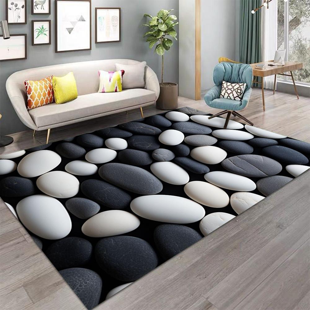 3D Stone Pebble Pattern Carpet Simple And Natural Style Suitable For Balcony Mat Hallway Living Room Decorative Mat