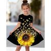 Dress for Girls Sequin Butterfly 3D Printed Short Sleeve Dress Summer