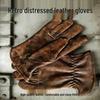 First Layer Cowhide Retro Riding Gloves - Irregular Color, Outdoor Protection & Driving Handling Gloves
