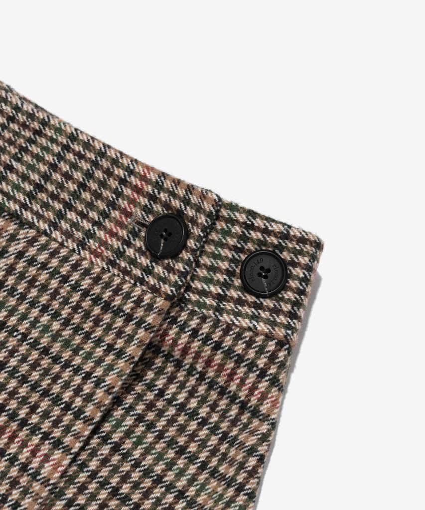 CARGOBROS FOR WOMAN Wool Check Pleated Wrap Midi Skirt (Brown)