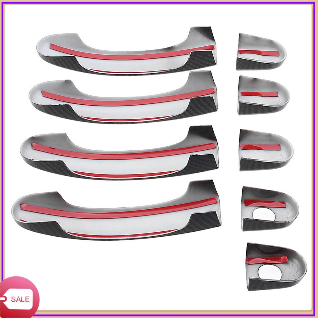 Prominent 9Pcs Set ABS Chrome Door Handle Covers Trim For TRANSPORTER T5 T6 CADDY VAN 2003-2015 Carbon Fiber Style