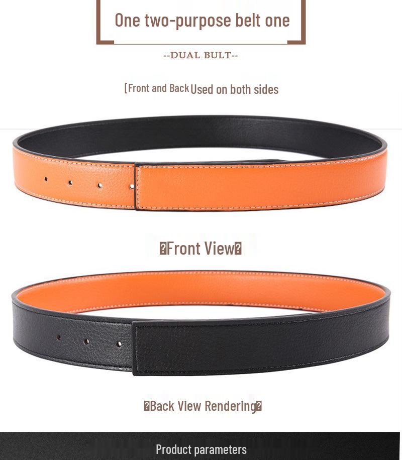 Men's Casual Perforated Leather Belt with Rotating Pin Buckle
