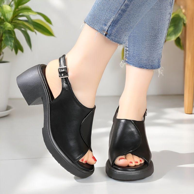 New slope heel sandals women's muffin thick-soled summer wear fashionable soft-soled fish mouth high heels