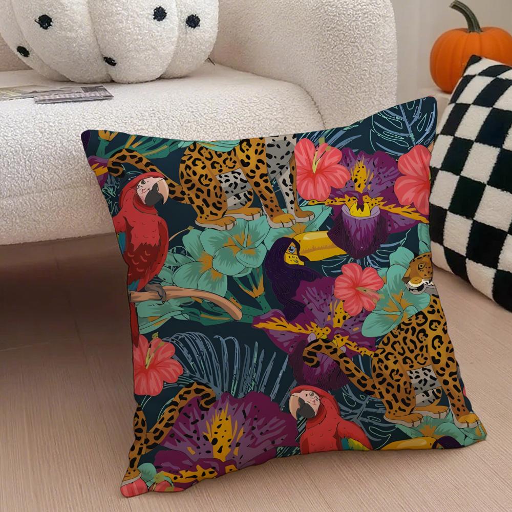 Spotted Majestic Leopards Animals Cushion Cover Throw Pillow Cover Hidden Button Durable Polyester Chair Cushion