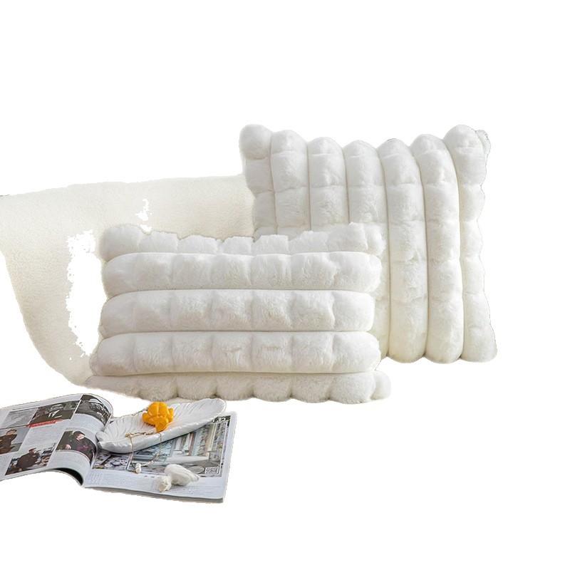Rabbit Velvet Cushion Oversized Cutout Luxury Cushion Autumn and Winter Solid Color Cushion Living Room Sofa Luxury Cushion Pillow Cover