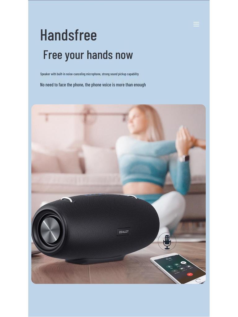 Zealot S67 Portable Outdoor Bluetooth Subwoofer Speaker